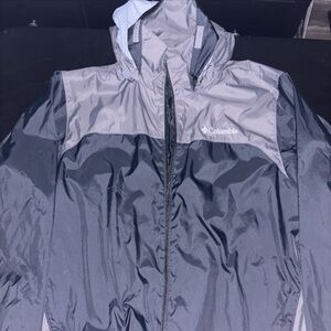 Columbia Windbreaker/Rain Jacket w/ Hood Black Size Medium